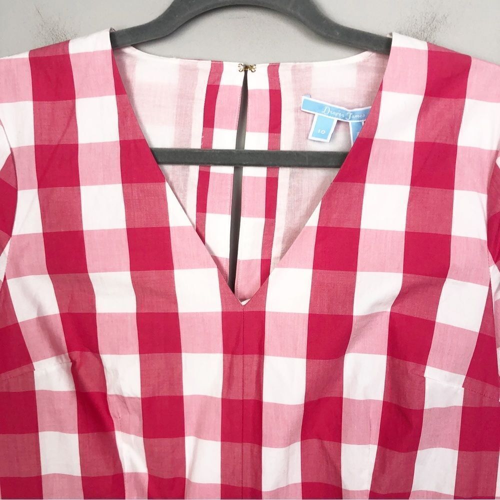 DRAPER JAMES | NEW Melrose Romper in Parton Check Pink White Women’s Size 10 - Picture 6 of 14